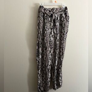 Belted Snakeskin Print Pants